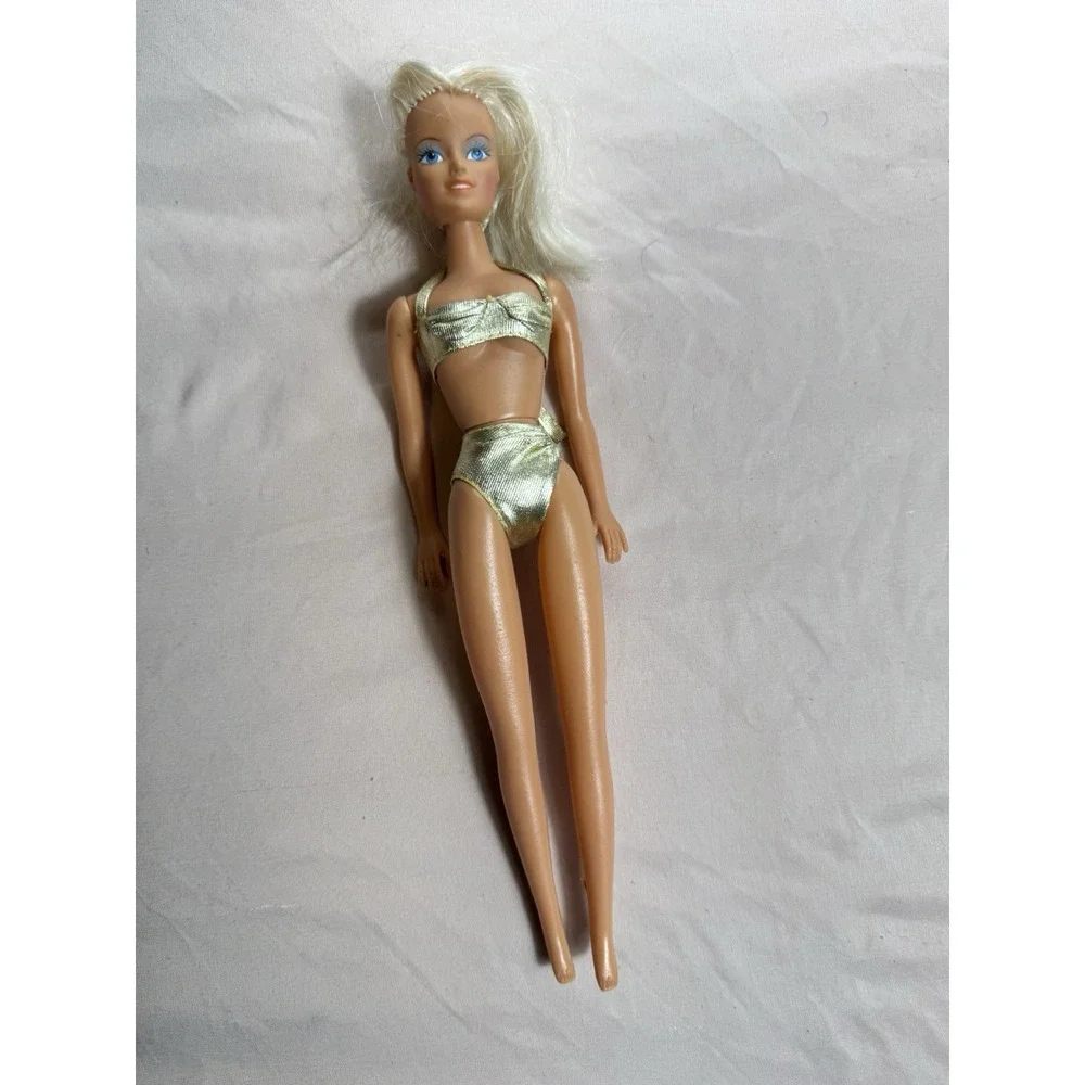 1991 Barbie Sun Sensation Doll Dazzling Jewelry Gold Swimsuit‎ Bikini VGUC C417G